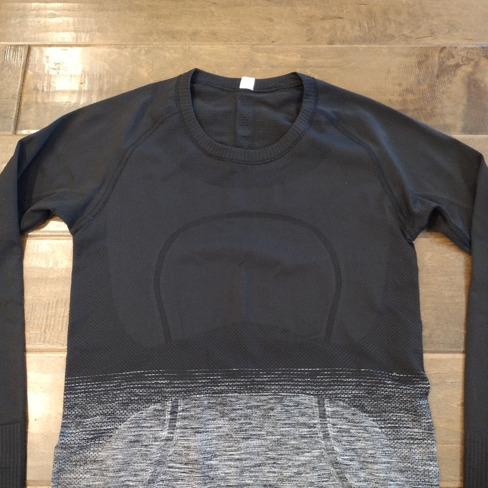 LULULEMON Women's Swiftly Tech long-sleeve black gray ombre top - 6 - Picture 6 of 14